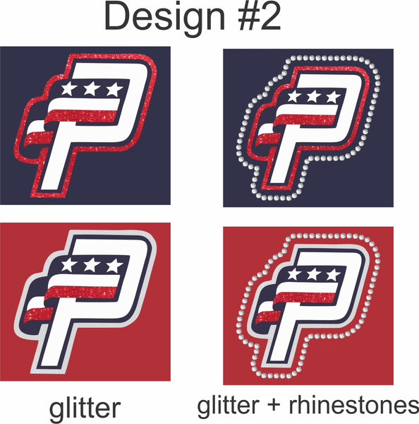 Parker Jets Ladies V-Neck- Glitter & Rhinestone Designs - Monograms by K & K
