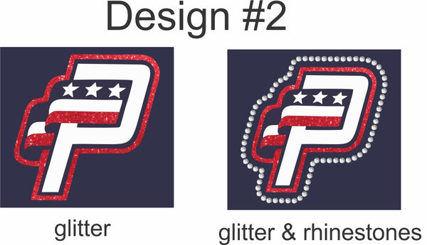 Parker Jets Ladies Long-Sleeve Tee-Glitter & Rhinestone Designs - Monograms by K & K