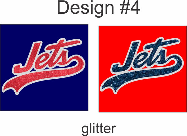 Parker Jets Ladies V-Neck- Glitter & Rhinestone Designs - Monograms by K & K