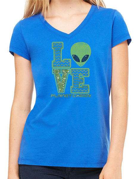 Planet Cheer Ladies' Love Short-Sleeve V-Neck - Monograms by K & K