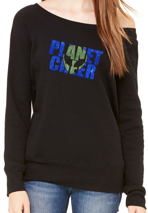 Planet Cheer Ladies' Alien Head Wide-Neck Fleece Sweatshirt - Monograms by K & K