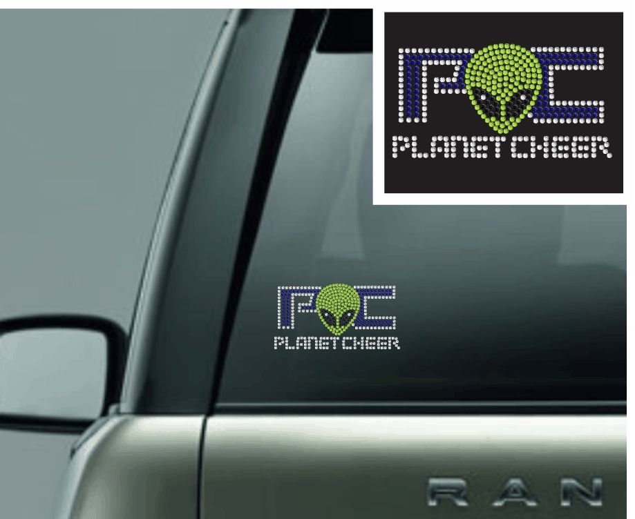 Planet Cheer Rhinestone Car Decal - Monograms by K & K