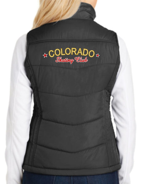 Colorado Skating Club Ladies Puffy Vest - Monograms by K & K