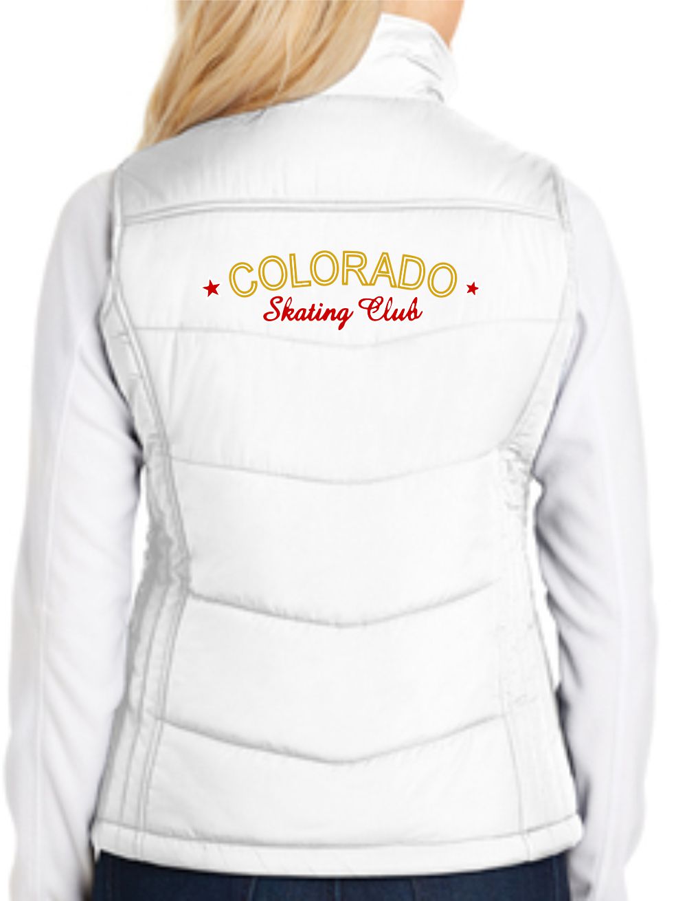 Colorado Skating Club Ladies Puffy Vest - Monograms by K & K