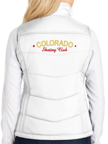 Colorado Skating Club Ladies Puffy Vest - Monograms by K & K