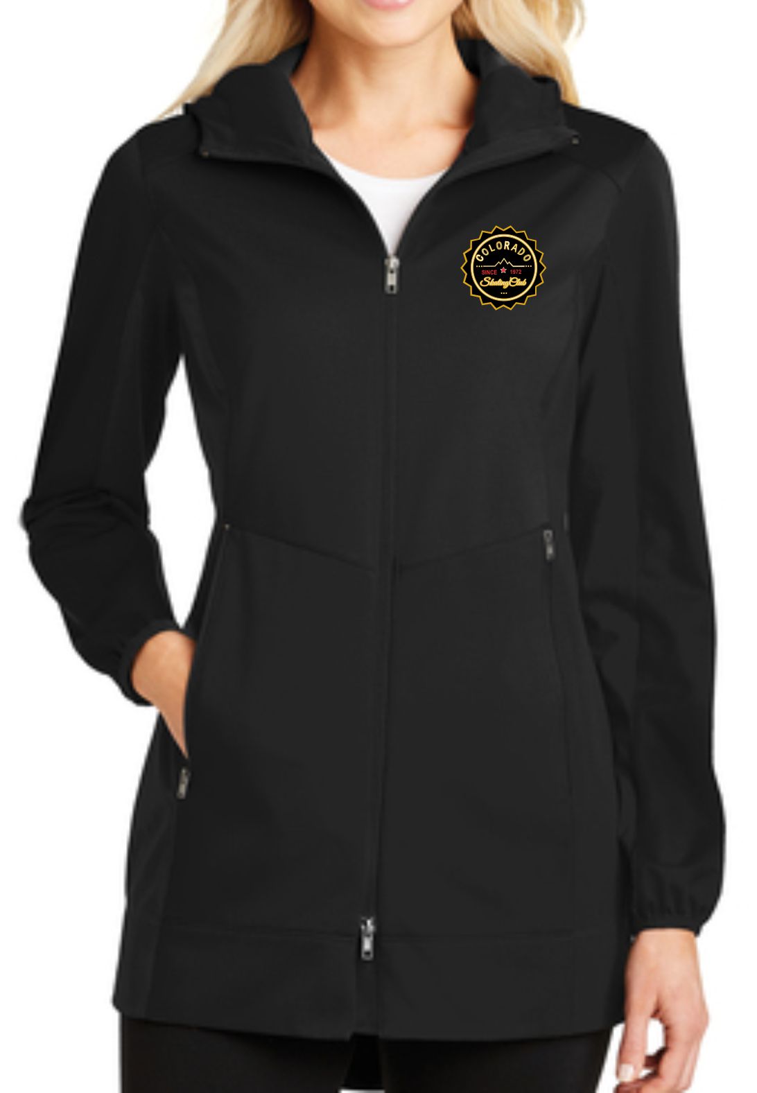 Colorado Skating Club Ladies Active Hooded Soft Shell Jacket - Monograms by K & K